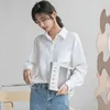 Harajuku Shirts Blusa Feminina Blouse Women White Shirt Pockers Office Work Solid Loose Ladies Tops 615G 210420