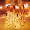 10x Battery Powered Garland Wine Bottle Lights with Cork 20 LED Copper Wire Colorful Fairy Lights String for Party Wedding Decor 211122