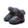 Fashion Girls Boots Winter Kids Shoes Middle And Small Children's Cotton Shoes Leather Rabbit Hair Thickend Warm For Kids G1210