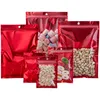 Clear Red Gift and Cosmetic Power Packing Zip Lock Bags Flat Bottom Resealable Colorful Zipper Seal Plastic Pouches