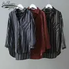 Casual Long Sleeve Office Ladies Shirt Korean Style Women blusas mujer de moda Autumn Striped Loose Tops 6719 50 210521
