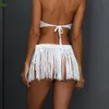 Sexig Bikini Maternity Bottoms Fringed Hand Crochet Stickning Hula Dance Performance Beach Kjol Halva Kjolar Mini Baddräkter