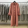 Women's Wool & Blends Korean High Quality 2022 A Line SIngle Button Long Overcoat Blue Trench Coat For Women Outwear LX1955 Bery22