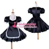 Sissy Maid Black Satin Uniform Lockable Dress Cosplay Costume per l'animazione Mostra Beach Holiday Sexy Prom Night Dresses240p