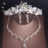 Earrings Necklace Baroque Vintage Gold Crystal Leaf Pearl Floral Jewelry Sets Wedding Set Rhinestone Choker Tiara Crown5650776