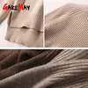 Kobiety Turtleneck Kobiet Swetry Dorywczo Swetry Solidna Z Długim Rękawem Koreański Top Winter Zwymiarowy sweter Harajuku Beige 210428