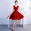 New Fashion Robe de Soiree Short Prom Dresses Sexy V Neck Lace petals Formal Evening Dress Party Gowns