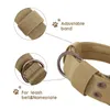 Colar De Cão Personalizado com Nome Cão Militar Cão Ajustável Nylon K9 Colar De Cão Tático Com D-Ring para Cães Grandes Médios 210729