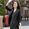 Ladies High Quality Interview Workwear spring and autumn casual women's blazer jacket Casual office suit pants Slim skirt 210527