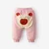 Autumn Winter Baby Pants Boy Girl Cartoon Animal Casual Cotton Velvet Big PP Toddler Pants High Waist Infantil born Clothes 210713