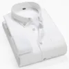 Oxford Mens Shirts Business Work Casual z długim rękawem Mężczyźni Koszula Solid Slim Plus Velvet Ciepłe Camisas Oversize Button Down Camisa 210524