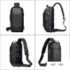 Men's Crossbody Chest Bag Waterproof USB Charge Oxford for Men Anti-theft Lock Back Shoulder Sling Travel