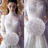 Sconto Bouquet di lusso fatto a mano da sposa Bouquet da sposa Cristalli Fiori De Mariage Rose2913