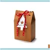 Regalo Evento Forniture festive Giardino domesticoIncarto regalo 1Pc Kraft Paper Candy Box Imballaggio natalizio Borsa Craft Bakery Biscuits Package Bags