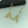 Hoop Huggie Totasally Fashion Golden Eloy AZ 26 Bamboo Initail Earrings Alphabet Ear Pendientes Iniciales Letter3043202