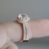 Marca Choucong Anillos de boda Joyería clásica Plata de ley 925 Relleno de oro rosa Corte de pera Gota de agua Topacio blanco CZ Diamante Mujeres Anillo de novia para regalo de amante