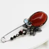 Pins, Brooches Arrival Large Women Vintage Ruby Brooch Pin Antique Golden Silver Crystal Rhinestone Metal Jewelry Accessory