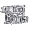 Choucong marca exclusiva anéis de casamento simples jóias 925 prata esterlina emerlad corte branco topázio cz diamond gemstones mulheres abertas anel ajustável gif