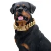 Aço inoxidável 19mm Supplies de animais de estimação pesados ​​acessórios para cães para cães para cães grandes médios Gold Solid Solid Chain inteiro x0708744773