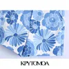 Kpytomoa kvinnor chic mode sidofickor blommig print bermuda shorts vintage hög midja dragkedja flyga kvinnliga korta byxor mujer 210719