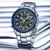 Luxury Wate Proof Quartz Watches Business Casual Steel Band Watch Men's Blue Angels World Chronograph Wristwatch263G