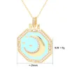 Pendentif Colliers EYIKA Mode Étoile Lune Zircon Collier Pour Femmes Or Couleur Chaîne Travail Manuel Émail Octogone Ras Du Cou Bijoux Collier Femme