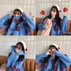 Jordgubbe pullover tröja söt college stil kvinnlig kawaii koreansk lös höst vinter vetenskap femme stickade tröjor 210526