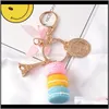Nyckelringar Aessory Aron Cake Chain Fashion Cute Keychain Bag Charm Car Key Ring Wedding Party Gift Jycken för kvinnor Män 1142 Q2 Drop Deliv