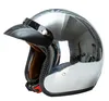 Açık Yüz Motosiklet Kaskı Vintage Kask Capacete Krom Gümüş Retro Casque Ayna Pilot Jet Moto 3/4 Yarım Kasko Q0630