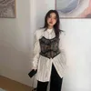 Peter Pan Collar Shirts Solid White Long Sleeve Spring Blusas Mujer Vintage Elegant Loose Chiffon Blouses Women Tops 210415