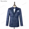 Thorndike الرسمية ارتداء العريس شال صاخبة العريس Tuxedos الأسود جاكار الذكور بدلات الزفاف