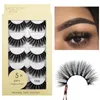 Partihandel Dramatisk Falsk Eyelash Extension 5PAirs Handgjorda 3D Faux Mink Fake Eyelashes Fluffy Soft Wispy Volume Lashes Beauty Makeup