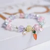 Brins de perles 2022 coréen doux coloré cristal fleur bracelet à la main tissé clair perle bracelet pour femmes filles fête bijoux Fawn22