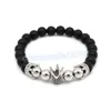 Brins de perles Pave Zircon Couronne Bracelet Charme Hommes À La Main Noir Mat Femmes Tissage Bijoux Pierre Perles Bracelets