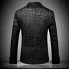 Men's Suits & Blazers Black Blazer Men Crocodile Pattern Wedding Suit Jacket Slim Fit Stylish Costumes Stage Wear For Singer Mens Designs 90
