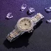 Topgrillzアイスアウトバゲットウォッチクォーツゴールドヒップホップ腕時計Micro Pave CZステンレススチール製のリストバンド時計時間