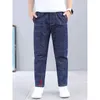 Fat Boys Jeans Fashion Big Boy Solid Color Denim Pants Autumn Spring Children Clothing Cotton Loose Elastic for Kids 210622