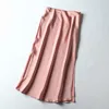 European and American women's summer casual button solid color skirt Knee-Length 210416