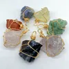 Нерегулярные 7 различных натуральных кристаллических каменных ручной работы цепи ожерелья для женщин девушка мода декор позолоченный ювелирные изделия