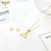 Ohrringe, Halskette, modisches Ohrstecker-Schmuckset, goldenes Edelstahl-Dreieck, lässige geometrische Accessoires für Damen