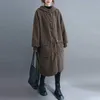 女性フード付きコート大型秋冬ラムスウェール肥厚暖かいカシミヤジャケット高品質キルティングオフィスファーパーカー211008