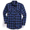 2022 Men Casual Plaid Flannel Shirt Long-Sleeved Chest Two Pocket Design Fashion Printed-Button (USA SIZE S M L XL 2XL) 220222