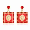 Hip Hop Gold Lion Head Stud Earring Punk Trendy Crystal Colored Enamel Fashion Basketball Wives Cocktail Costume Jewelry 220125