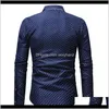 Kleidung Bekleidung Drop Lieferung 2021 Mode Männlich Langarm Tops Polka Dot Casual Shirt Herren Hemden Slim Xxxl J6Eyb