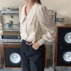 Mulheres Chic Retro Lace Surgindo Collar Gentil Frango Francês Manga Longa Elegância Blusa Feminino Camisas Tops 210525