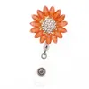 Porte-clés Multicolore Strass Cristal Rétractable ID Bobines Argent Plaqué Tournesol Porte-Badge Pour Infirmière Médecin Enseignant Cadeau Décoration