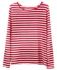 Women T-Shirt Casual Red White Striped Print Long Sleeve Loose Female Basic O-Neck Tops Fashion Ladies Streetwear 210522