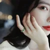 Anéis de ouro irregulares de cristal verde luxuoso para mulheres 2021 conjunto de joias neogóticas de alto nível acessórios para meninas da moda coreana