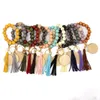 Moda con cuentas borlas llavero fiesta favor llavero de cuentas de madera con disco personalizado pulsera llavero muñequera mujer muñeca ZZD12178