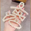 Korean Style Pearls Acrylic Hair Claw Geometric Hairpin for Women Elegant Hair Accessories Makeup Hair Styling Barrettes